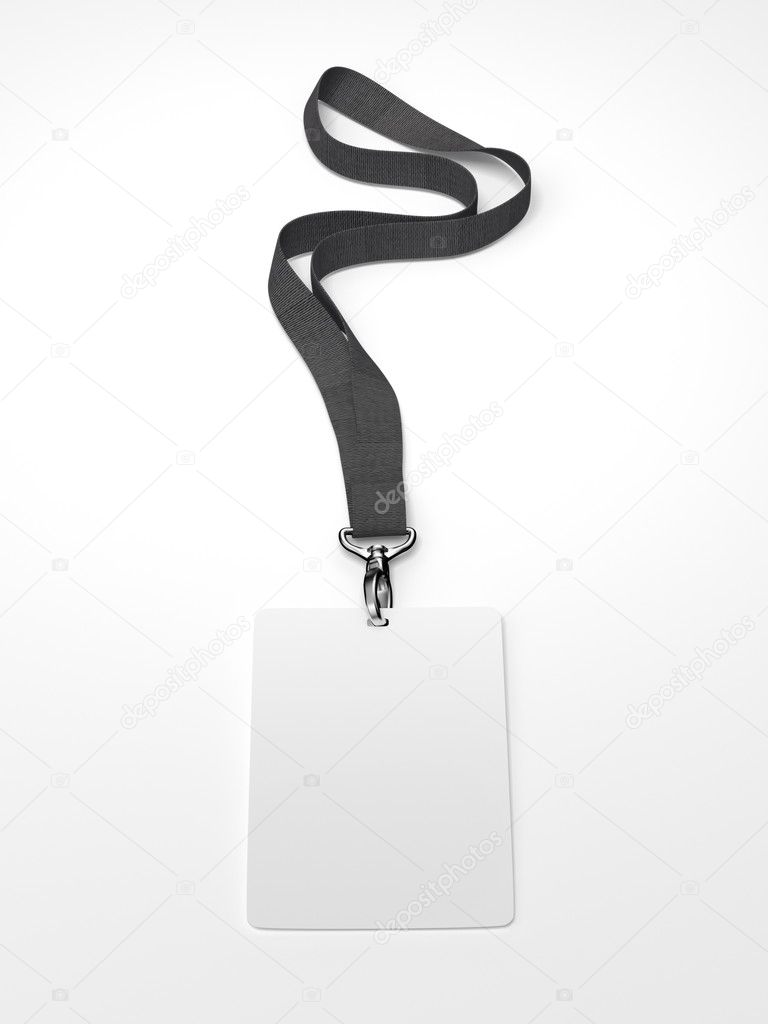 Blank badge with neckband. 3d rendering