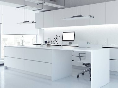 Modern beyaz laboratuar temiz. 3D render