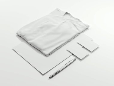 Beyaz Siyah t-shirt ile parlak mockup. 3D render