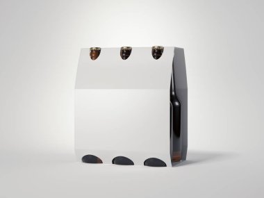 Kahverengi şişe ambalajlı bira beyaz. 3D render
