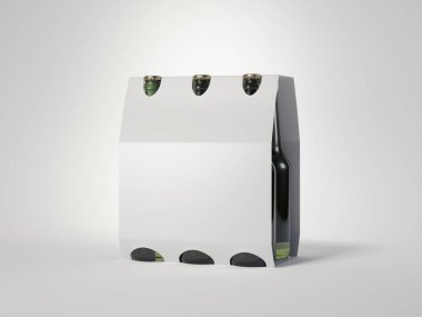 Yeşil şişe ambalajlı bira beyaz. 3D render