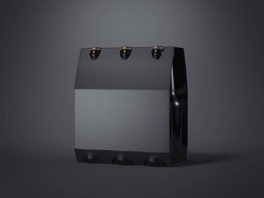 Kahverengi şişe ile siyah ITE bira ambalaj. 3D render