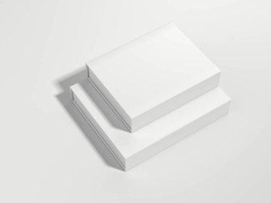 İki beyaz Karton paketler. 3D render