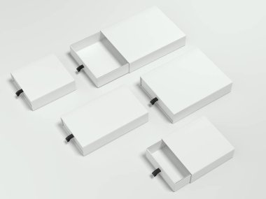 Beyaz Karton paketler açıldı. 3D render