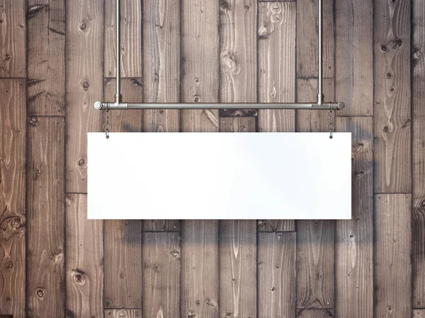 Wooden signboard hanging. 3d rendering — Stock Photo, Image