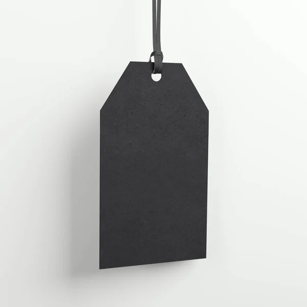 Black blank label in bright studio. 3d rendering — Stock Photo, Image