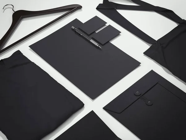 Mockup preto com saco de algodão e cabide. Renderização 3d — Fotografia de Stock