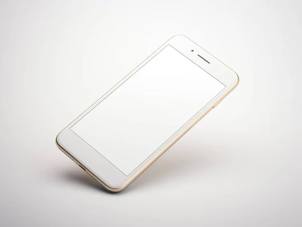 Zlatý moderní smartphone s prázdnou obrazovkou. 3D vykreslování — Stock fotografie