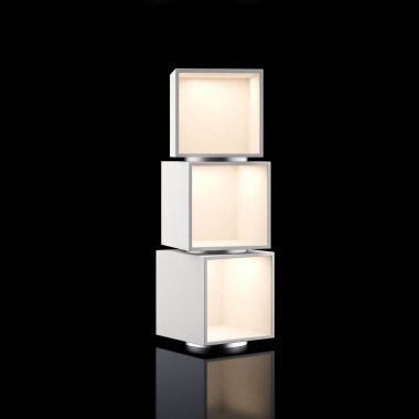 Modern vitrin siyah izole. 3D render