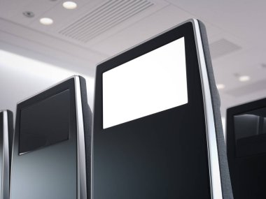 Uçak İzleyicisi ile siyah yolcu koltuğu. 3D render