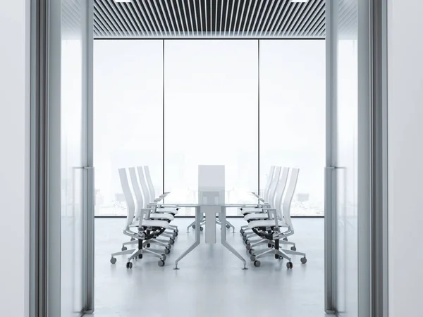 Εσωτερικό γραφείο με τραπέζι και καρέκλες. 3D rendering — Φωτογραφία Αρχείου