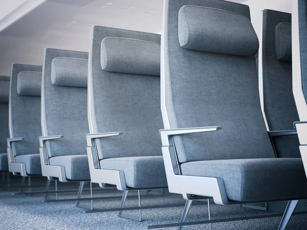 Sitzreihe im Flugzeug in der Kabine. 3D-Darstellung — Stockfoto