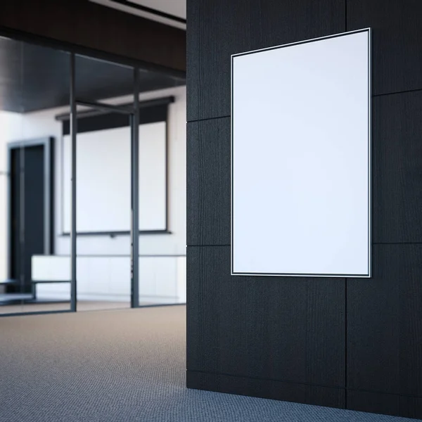 Empty white poster on the gray wall. 3d rendering — Stock Photo, Image