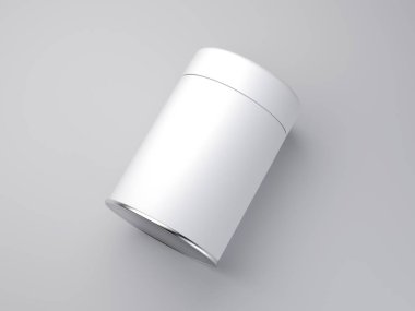 Beyaz kavanoz etiketi katta. 3D render