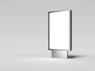Gümüş billboard beyaz ekran ile. 3D render
