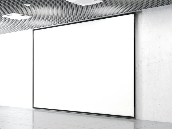 Blank billboard on a stone wall. 3d rendering