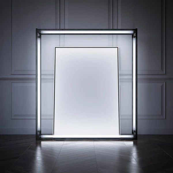 Современная витрина с пустой рамой. 3d-рендеринг — стоковое фото