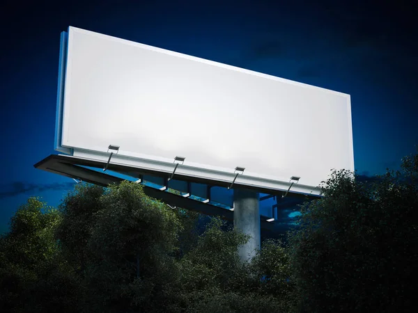 Prázdné billboard zářící. 3D vykreslování — Stock fotografie