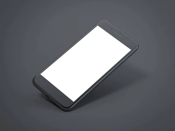 Mörka moderna smartphone i en svart studio. 3D-rendering — Stockfoto