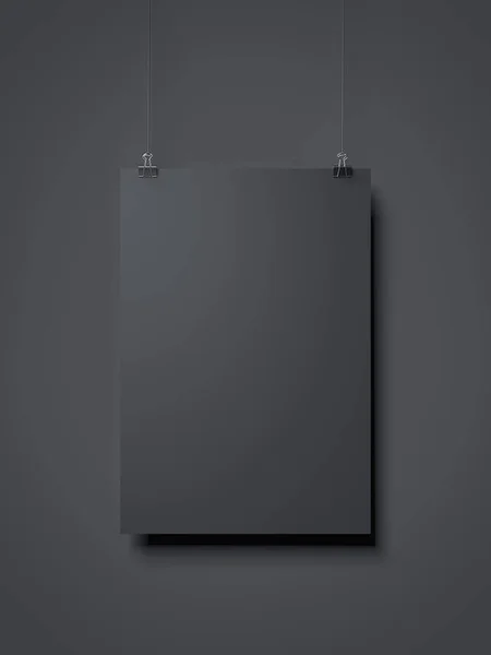 Zwart vel papier hangen. 3D-rendering — Stockfoto