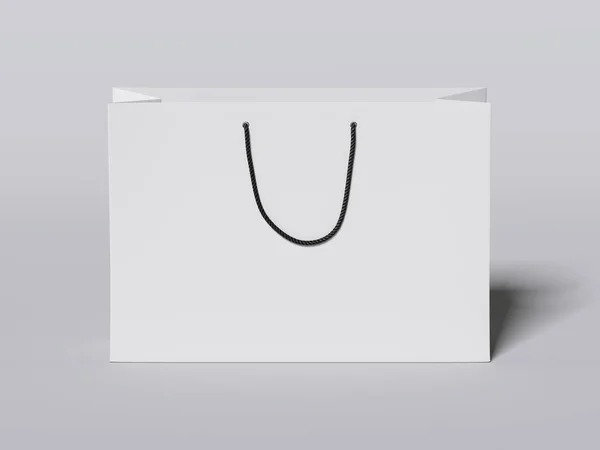 Shopping bag bianca con manici neri. rendering 3d — Foto Stock