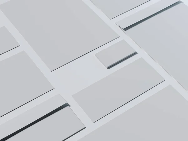 Marca gris maqueta con tarjetas de visita. renderizado 3d —  Fotos de Stock