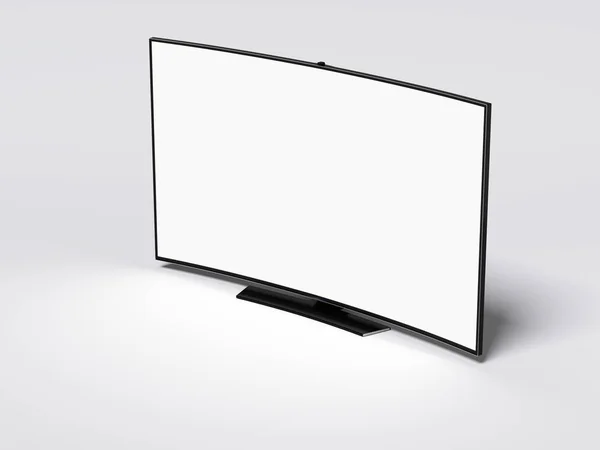 Curved tv screen with blank display. 3d rendering — Stock Photo, Image
