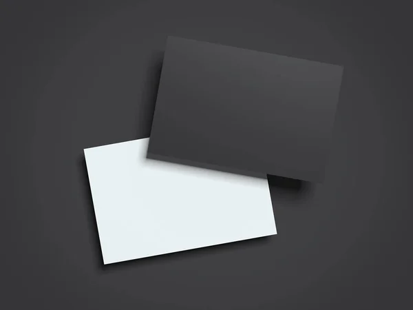 Cartes de visite en noir et blanc. Rendu 3d — Photo