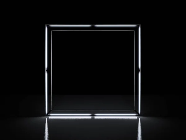 Empty glowing showcase. 3d rendering — Stock Photo, Image