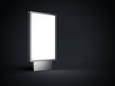 Metal billboard beyaz ekran ile. 3D render