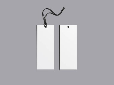 Gri zemin üzerine beyaz etiket. 3D render