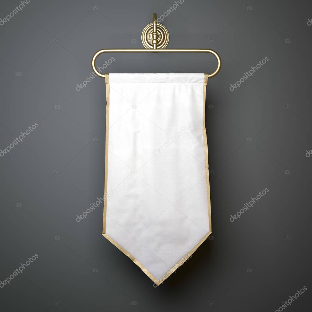 White luxury pennant hanging. 3d rendering
