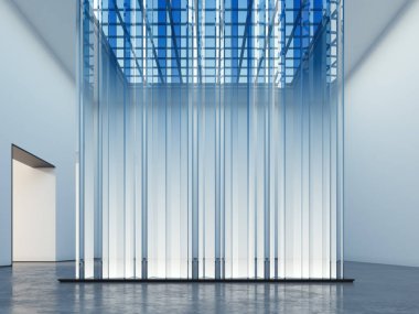 Parlayan vitrin. Sanat yükleme. 3D render