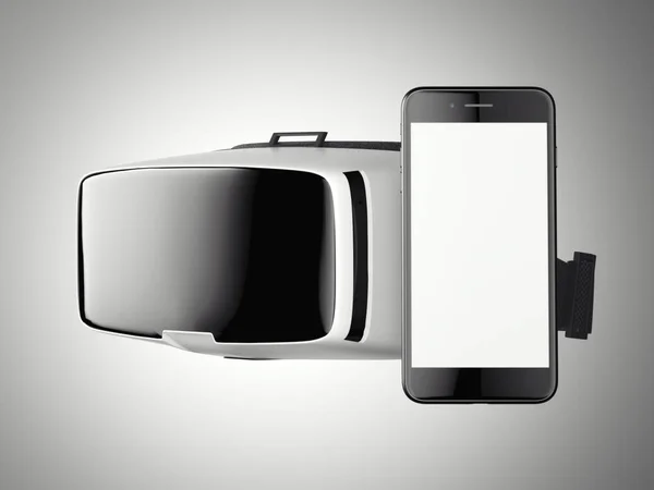 Vr virtual reality headset met smartphone. Zijaanzicht. 3D-rendering — Stockfoto