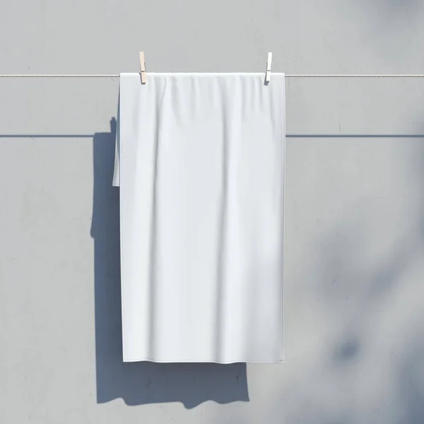 Textil blanco. Banner con pliegues. renderizado 3d — Foto de Stock