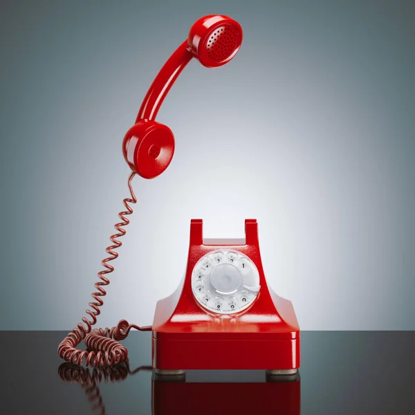 Röd retro telefon. 3D-rendering — Stockfoto