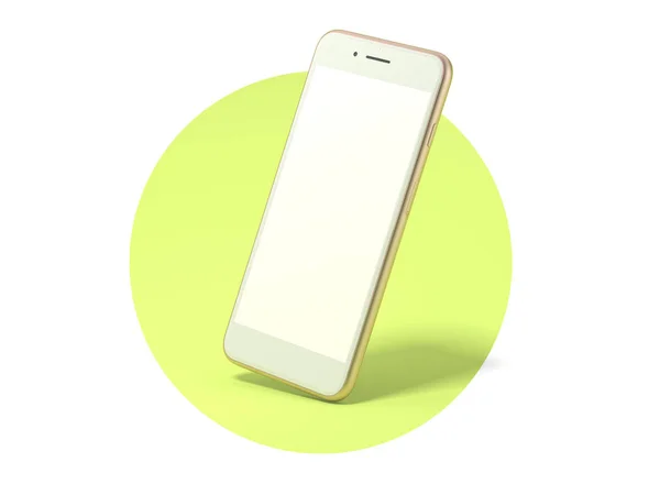 Altın modern smartphone ile boş perde. 3D render — Stok fotoğraf