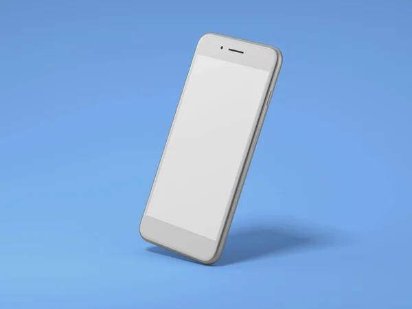 Moderno smartphone con schermo nero in studio blu. rendering 3d — Foto Stock