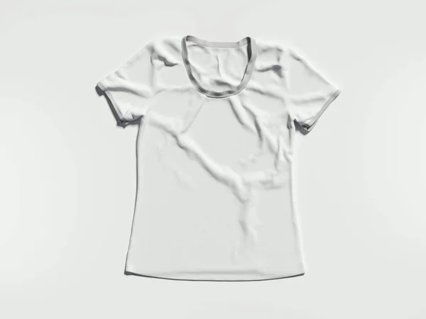 Bílé tričko v zářivě studio. 3D vykreslování — Stock fotografie