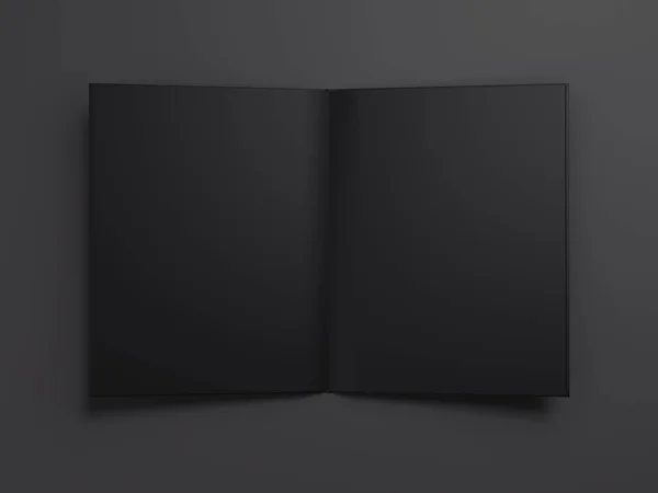 Svart tom öppnade bok. 3D-rendering — Stockfoto