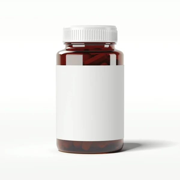 Brown bottle with pills. 3d rendering — Stock Photo, Image