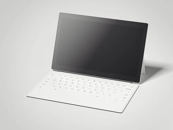 Opened white tablet with keyboard. 3d rendering — Stock Photo, Image