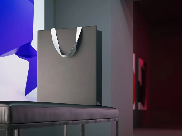 Порожня торгова сумка на лавці. 3D візуалізація — стокове фото