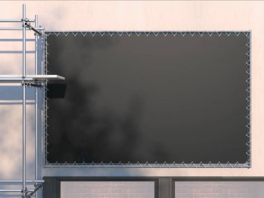White Black billboard and metal scaffold. 3d rendering clipart