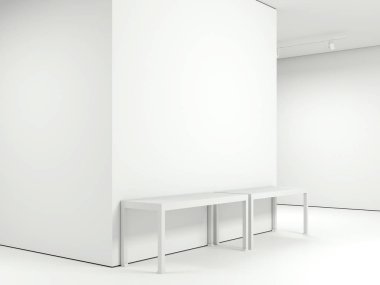 İki boş tablo ile modern Galerisi. 3D render