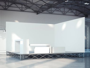 Boş sahne modern sergi iç. 3D render