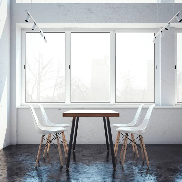 Interior del restaurante con mesa. renderizado 3d — Foto de Stock