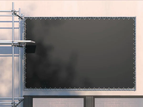 Vit svart billboard och metall byggnadsställning. 3D-rendering — Stockfoto