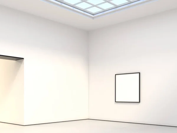 Interior with white walls and blank picture frame. 3d rendering — Stock Photo, Image