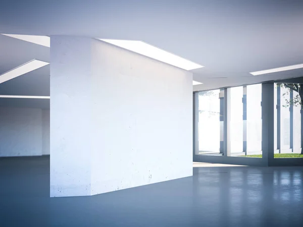 Moderna sala ufficio con parete bianca. rendering 3d — Foto Stock